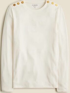J.Crew Perfect-Fit Long-Sleeve Crewneck T-shirt with Buttons - Size XS